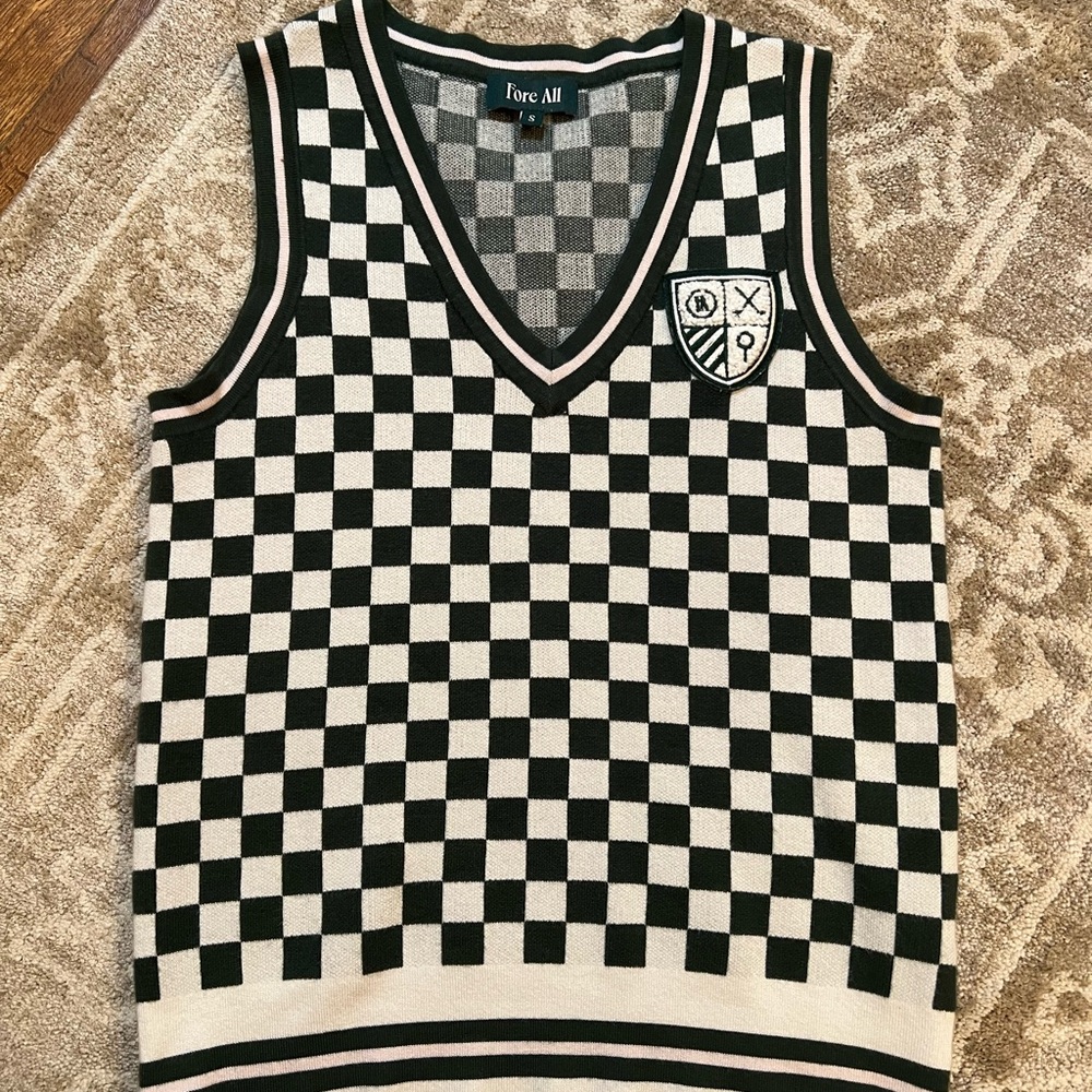 Green & White Fore All Sweater Vest